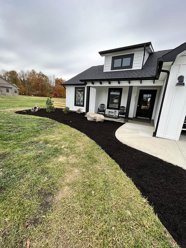 Freshly mulched garden bed for curb appeal